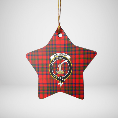 Clan Matheson Modern Tartan Crest Star Ceramic Ornament KA82