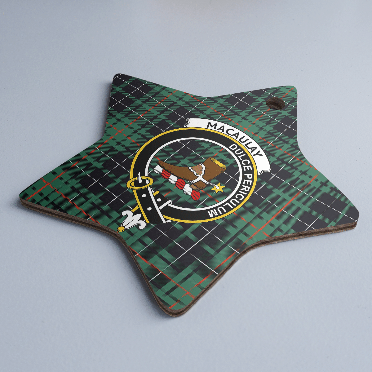 Clan MacAulay Hunting Ancient Tartan Crest Star Ceramic Ornament PA30 MacAulay Hunting Ancient Tartan Tartan Christmas   