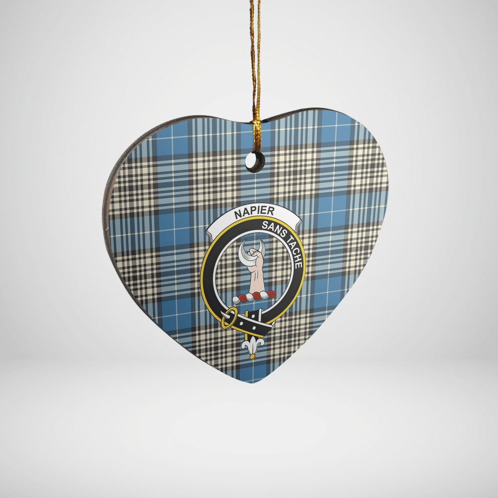 Clan Napier Ancient Tartan Crest Heart Ceramic Ornament CL48 Napier Ancient Tartan Tartan Christmas   