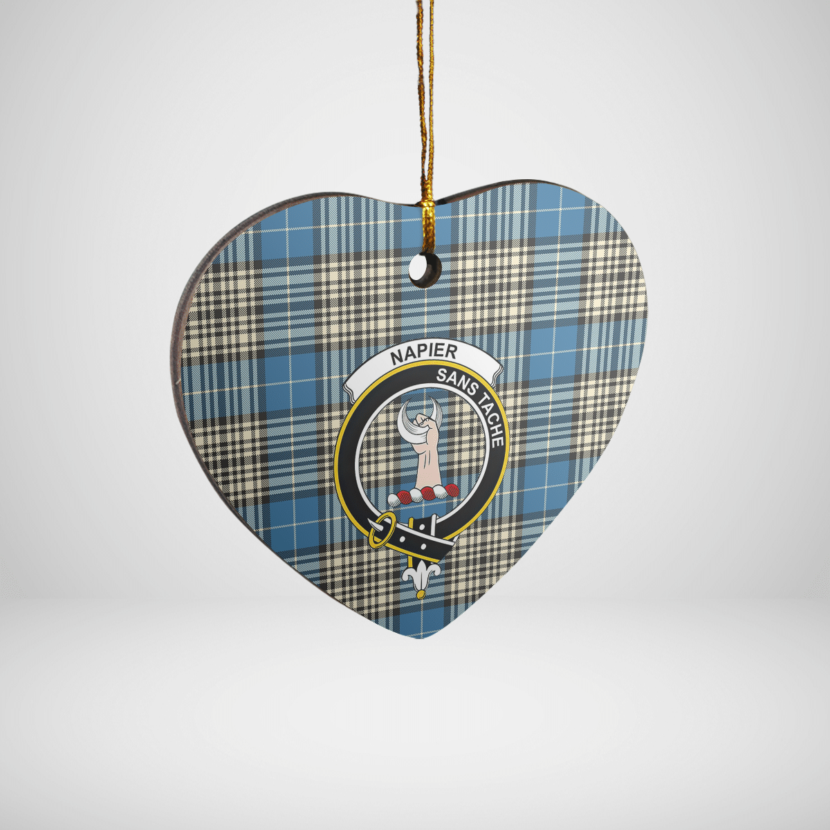 Clan Napier Ancient Tartan Crest Heart Ceramic Ornament CL48 Napier Ancient Tartan Tartan Christmas   