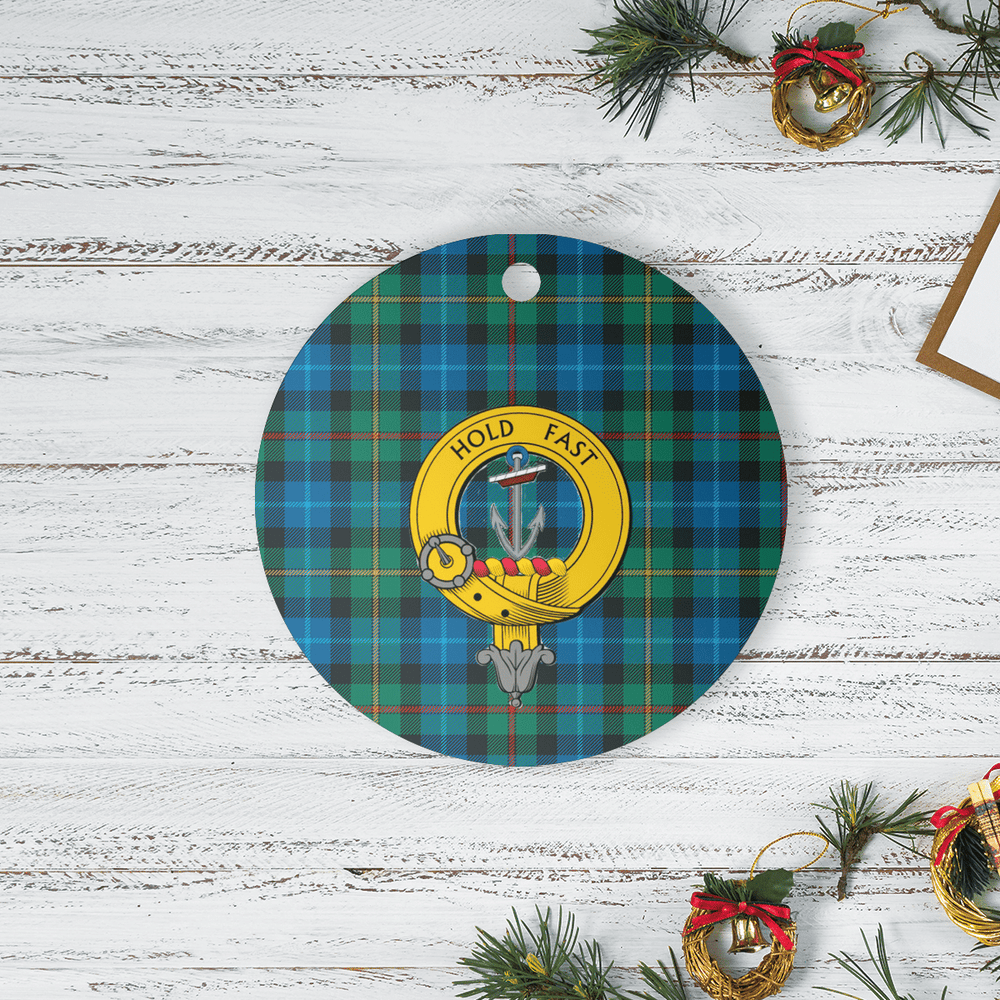 Clan Smith Ancient Tartan Crest Round Ceramic Ornament DD78 Smith Ancient Tartan Tartan Christmas   