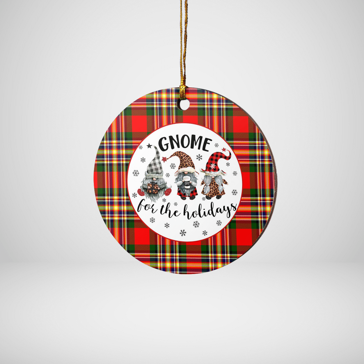 Clan MacGill Modern Tartan Tartan Crest Gnome Round Ceramic Ornament KT27 MacGill Modern Tartan Tartan Christmas   