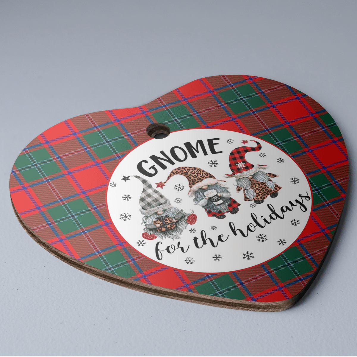 Clan MacPhail Tartan Tartan Crest Gnome Heart Ceramic Ornament WD92 MacPhail Tartan Tartan Christmas   