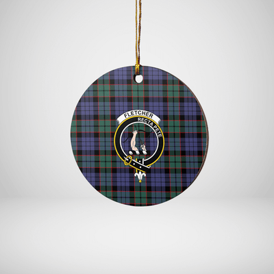 Clan Fletcher Modern Tartan Crest Round Ceramic Ornament