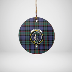 Clan Fletcher Modern Tartan Crest Round Ceramic Ornament MZ45 Fletcher Modern Tartan Tartan Christmas   