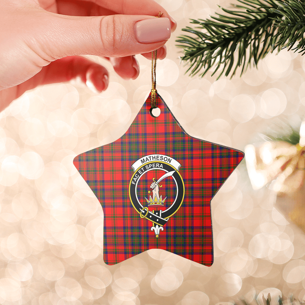 Clan Matheson Modern Tartan Crest Star Ceramic Ornament KA82 Matheson Modern Tartan Tartan Christmas   