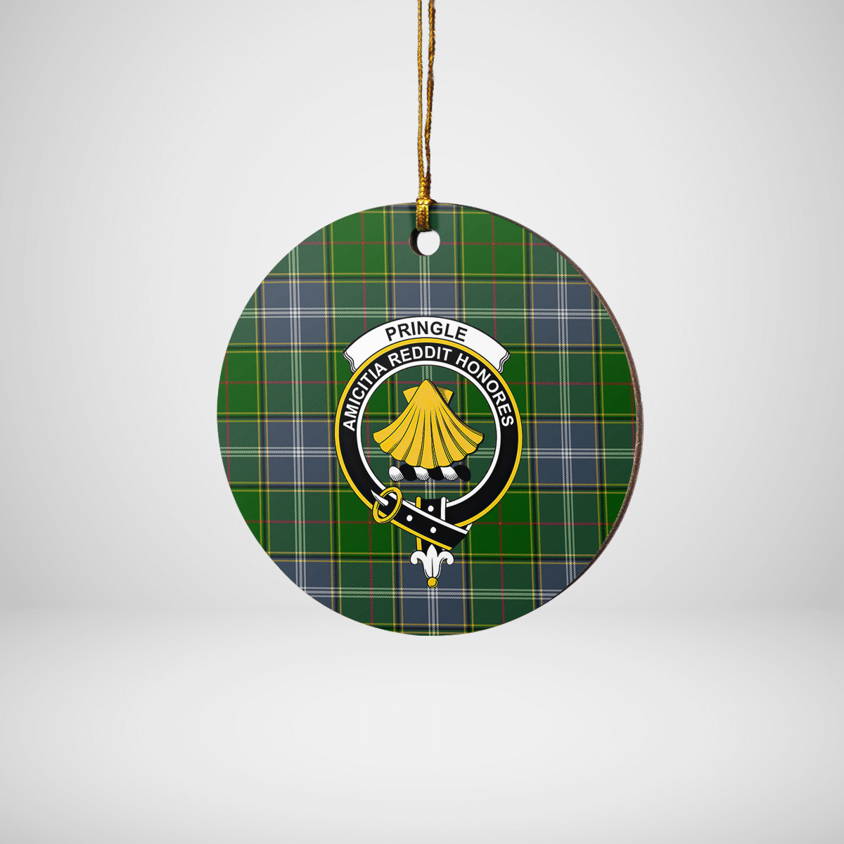 Clan Pringle Tartan Crest Round Ceramic Ornament CB90 Pringle Tartan Tartan Christmas   