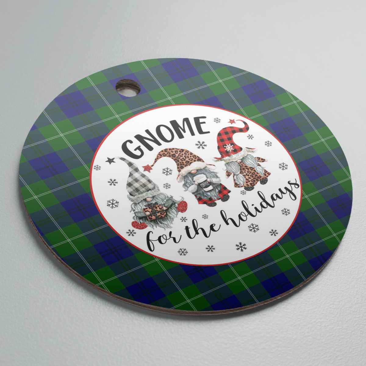Clan Oliphant Modern Tartan Tartan Crest Gnome Round Ceramic Ornament PD73 Oliphant Modern Tartan Tartan Christmas   