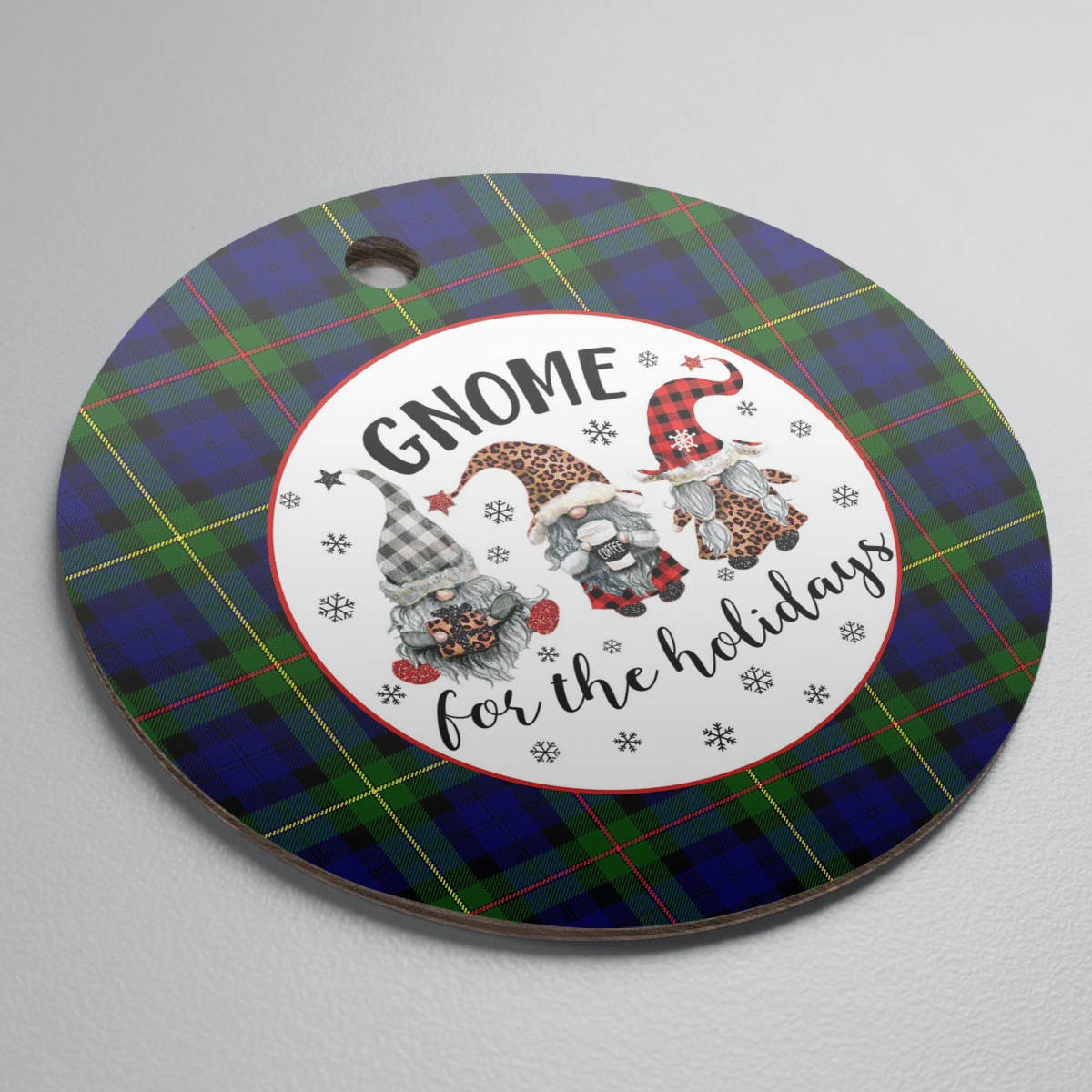 Clan MacEwen Modern Tartan Tartan Crest Gnome Round Ceramic Ornament RH33 MacEwen Modern Tartan Tartan Christmas   