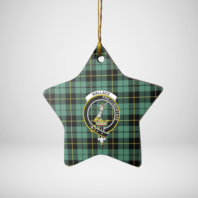 Clan Wallace Hunting Ancient Tartan Crest Star Ceramic Ornament