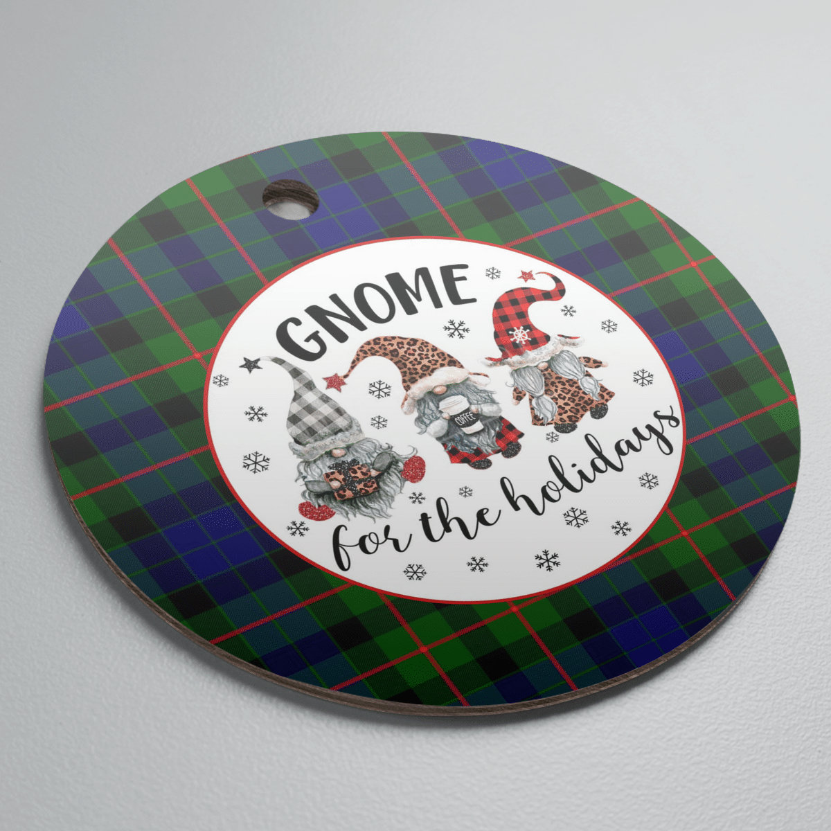Clan Gunn Modern  Tartan Tartan Crest Gnome Round Ceramic Ornament FW41 Gunn Modern Tartan Tartan Christmas   