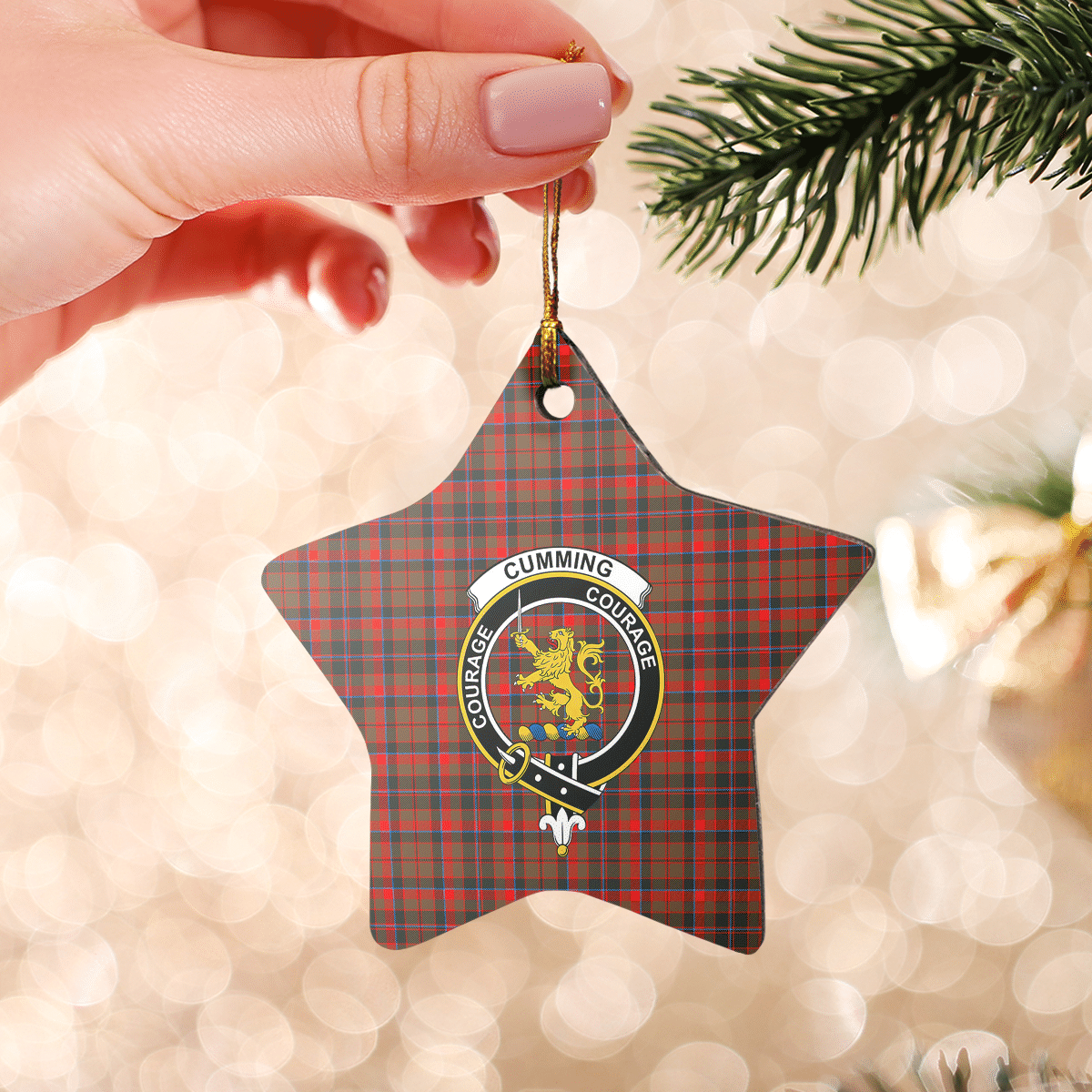 Clan Cumming Hunting Weathered Tartan Crest Star Ceramic Ornament DO87 Cumming Hunting Weathered Tartan Tartan Christmas   