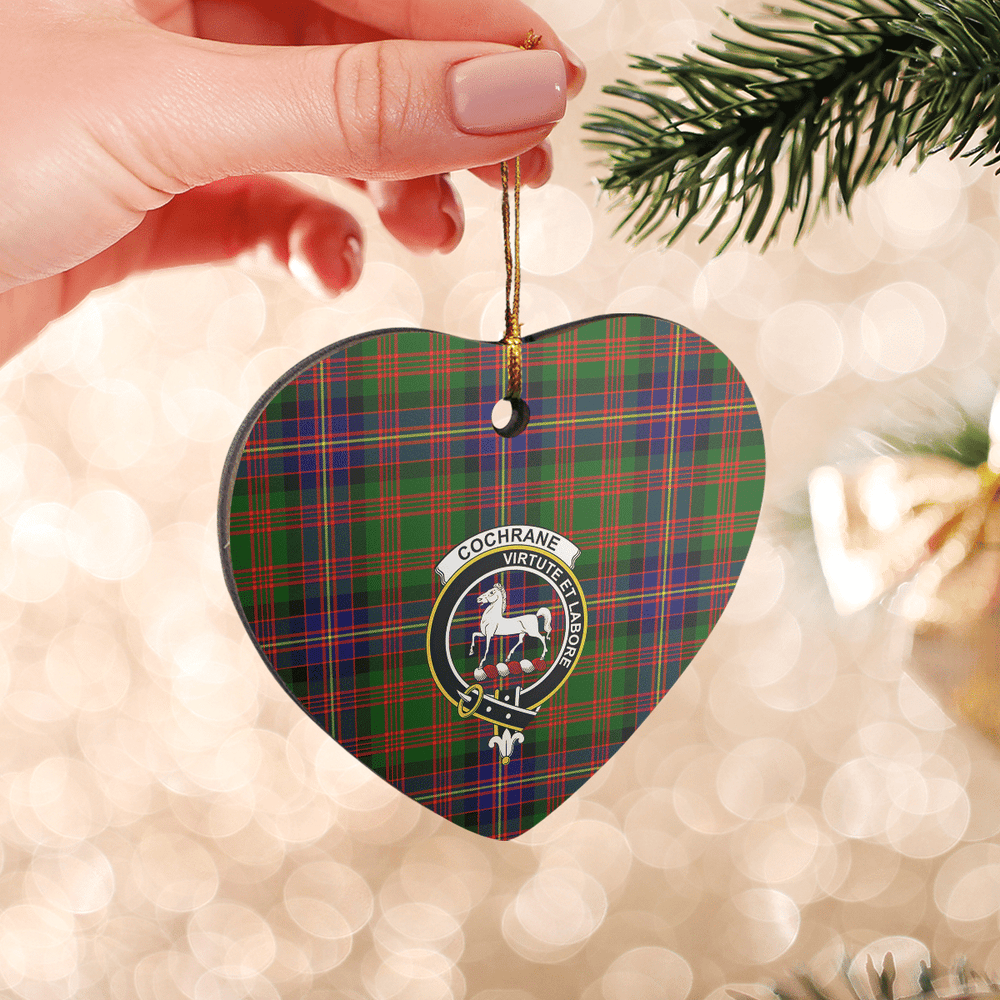 Clan Cochrane Modern Tartan Crest Heart Ceramic Ornament FQ89 Cochrane Modern Tartan Tartan Christmas   