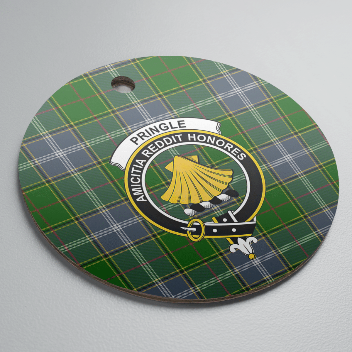 Clan Pringle Tartan Crest Round Ceramic Ornament CB90 Pringle Tartan Tartan Christmas   