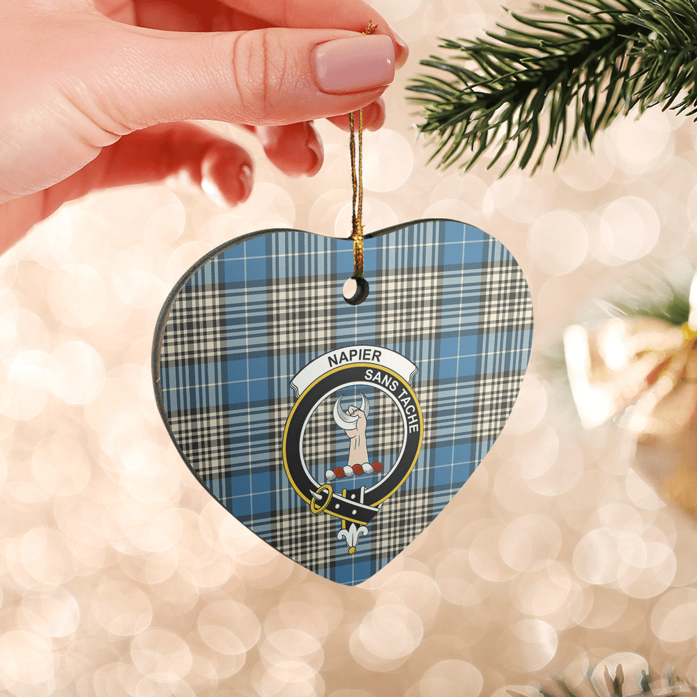 Clan Napier Ancient Tartan Crest Heart Ceramic Ornament CL48 Napier Ancient Tartan Tartan Christmas   