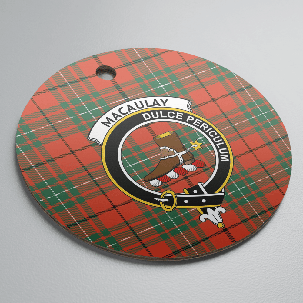 Clan MacAulay Ancient Tartan Crest Round Ceramic Ornament WM27 MacAulay Ancient Tartan Tartan Christmas   