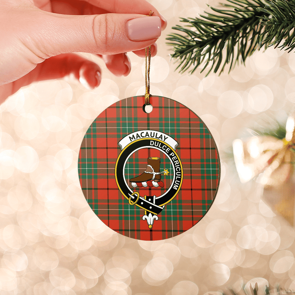 Clan MacAulay Ancient Tartan Crest Round Ceramic Ornament WM27 MacAulay Ancient Tartan Tartan Christmas   