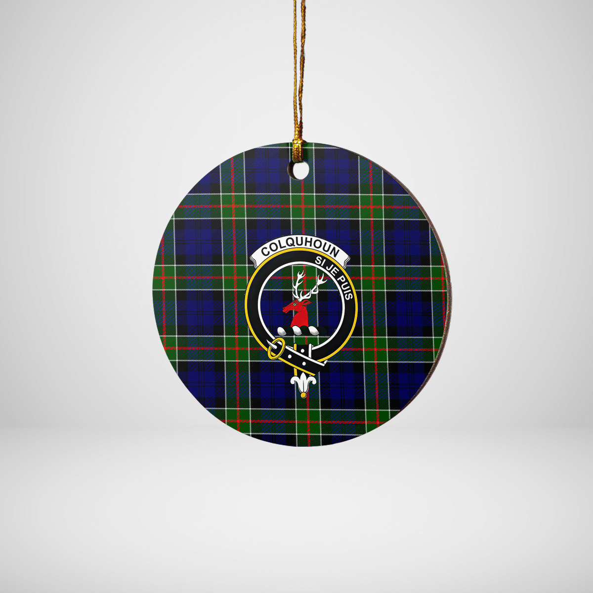 Clan Colquhoun Modern Tartan Crest Round Ceramic Ornament VG39 Colquhoun Modern Tartan Tartan Christmas   