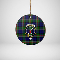 Clan Colquhoun Modern Tartan Crest Round Ceramic Ornament VG39 Colquhoun Modern Tartan Tartan Christmas   