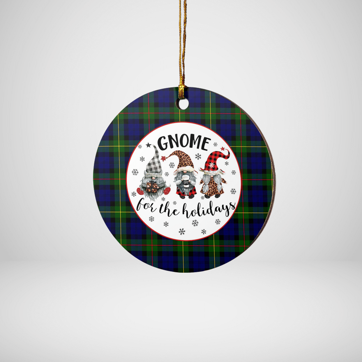 Clan MacEwen Modern Tartan Tartan Crest Gnome Round Ceramic Ornament RH33 MacEwen Modern Tartan Tartan Christmas   