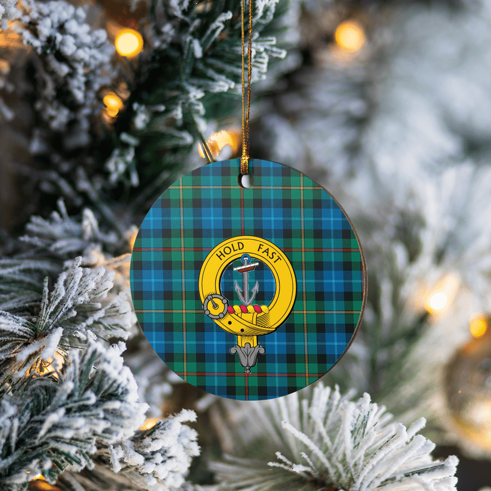 Clan Smith Ancient Tartan Crest Round Ceramic Ornament DD78 Smith Ancient Tartan Tartan Christmas   
