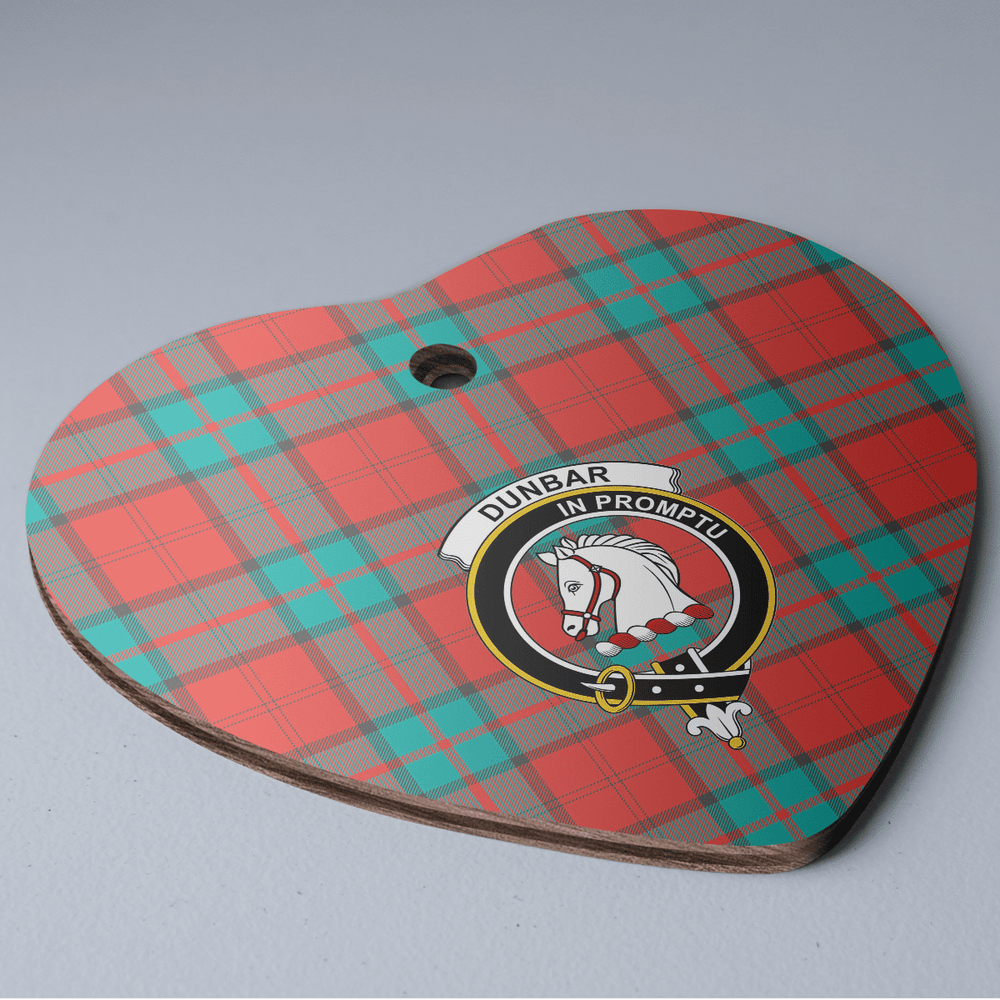 Clan Dunbar Ancient Tartan Crest Heart Ceramic Ornament UP72 Dunbar Ancient Tartan Tartan Christmas   