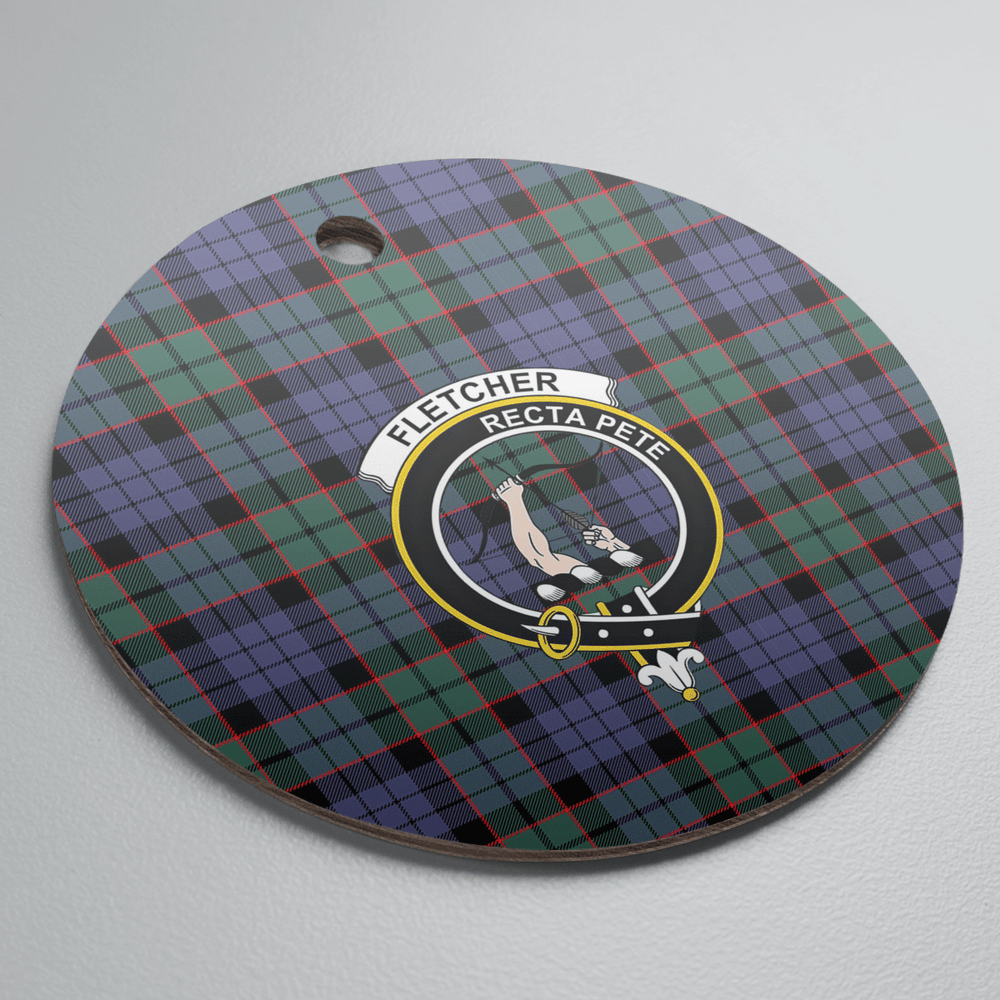Clan Fletcher Modern Tartan Crest Round Ceramic Ornament MZ45 Fletcher Modern Tartan Tartan Christmas   