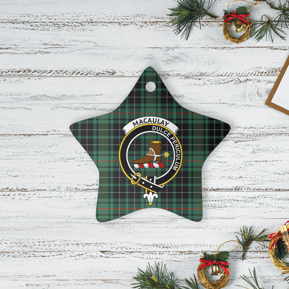Clan MacAulay Hunting Ancient Tartan Crest Star Ceramic Ornament PA30 MacAulay Hunting Ancient Tartan Tartan Christmas   
