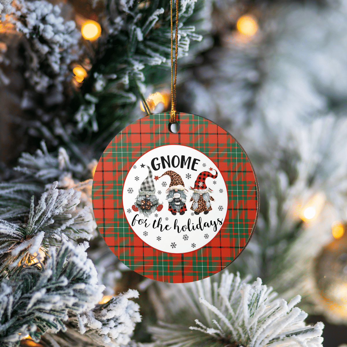 Clan MacAulay Ancient Tartan Tartan Crest Gnome Round Ceramic Ornament BI87 MacAulay Ancient Tartan Tartan Christmas   