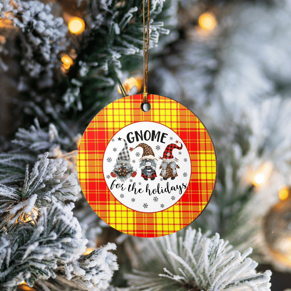 Clan MacMillan Tartan Tartan Crest Gnome Round Ceramic Ornament IE59 MacMillan Tartan Tartan Christmas   