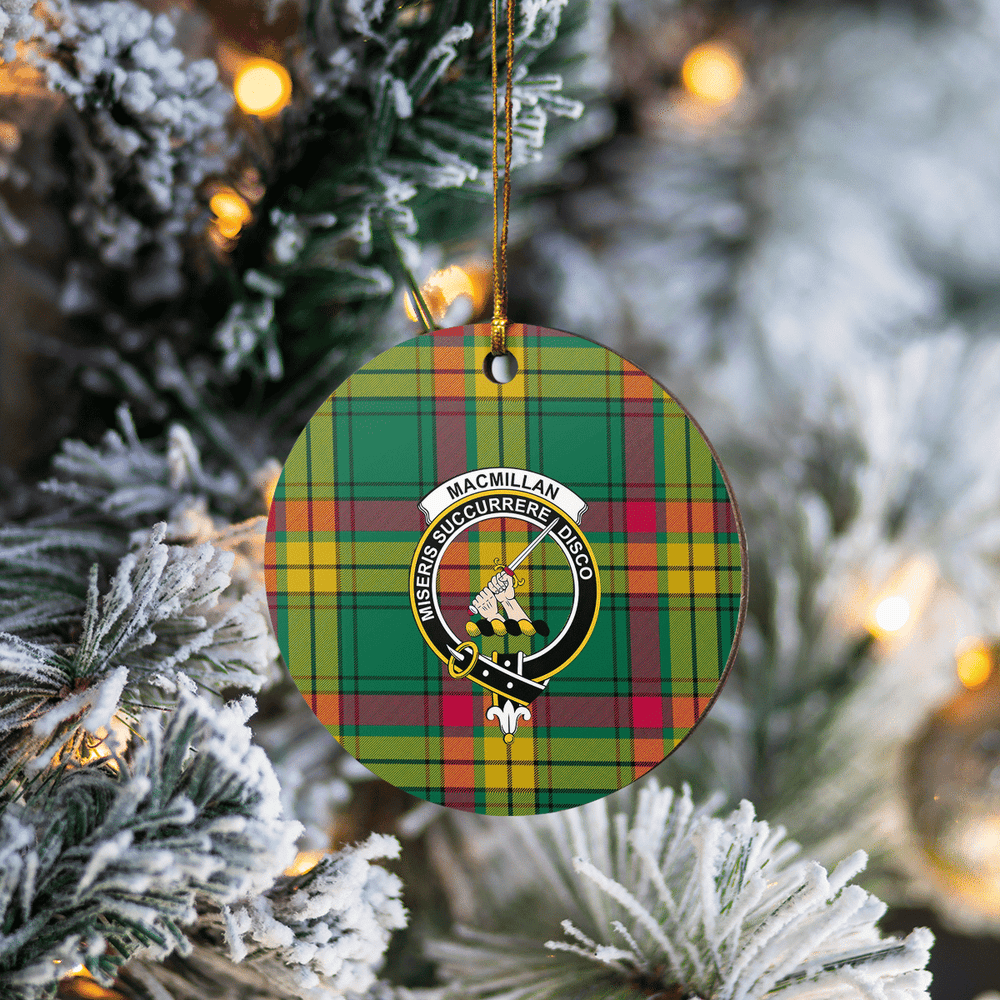 Clan MacMillan Old Ancient Tartan Crest Round Ceramic Ornament GS55 MacMillan Old Ancient Tartan Tartan Christmas   