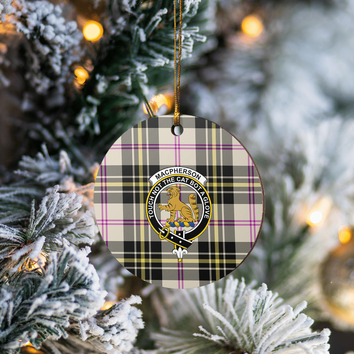 Clan MacPherson Dress Ancient Tartan Crest Round Ceramic Ornament DU89 MacPherson Dress Ancient Tartan Tartan Christmas   