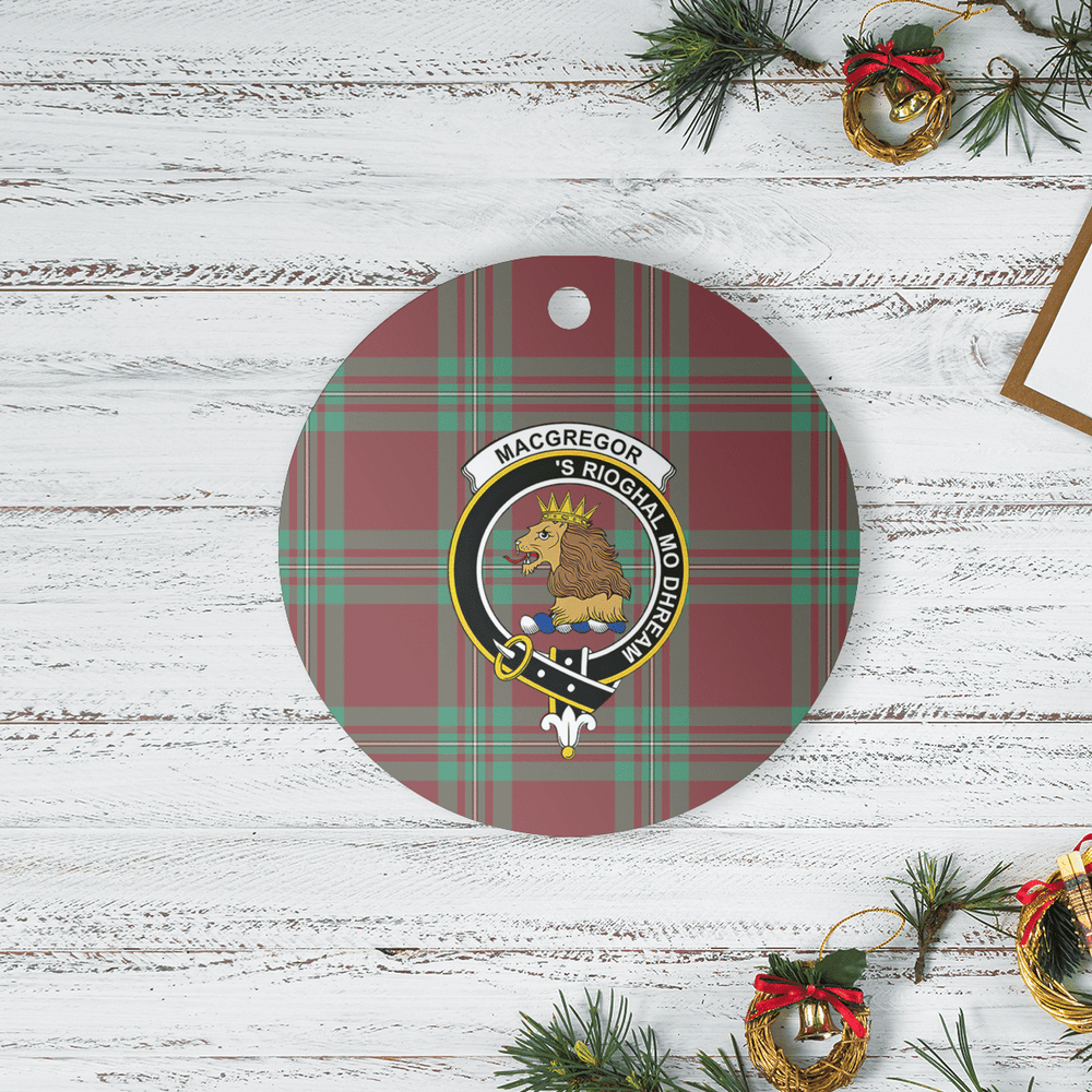 Clan MacGregor Hunting Ancient Tartan Crest Round Ceramic Ornament FS66 MacGregor Hunting Ancient Tartan Tartan Christmas   