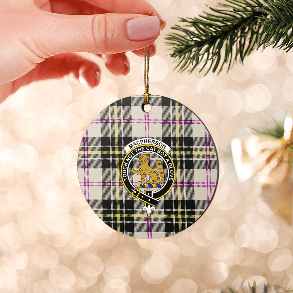 Clan MacPherson Dress Ancient Tartan Crest Round Ceramic Ornament DU89 MacPherson Dress Ancient Tartan Tartan Christmas   