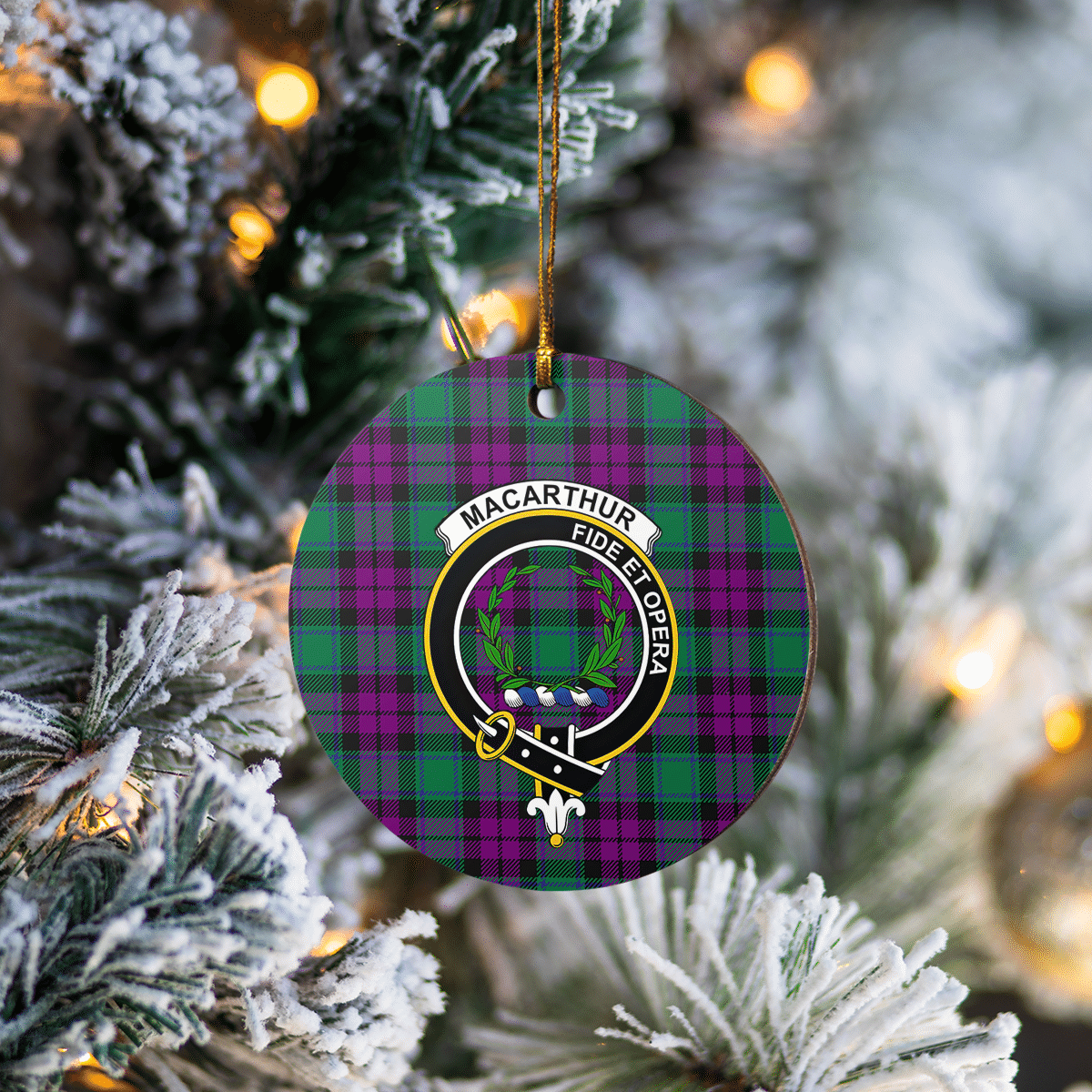 Clan MacArthur – Milton Tartan Crest Round Ceramic Ornament DY65 MacArthur – Milton Tartan Tartan Christmas   