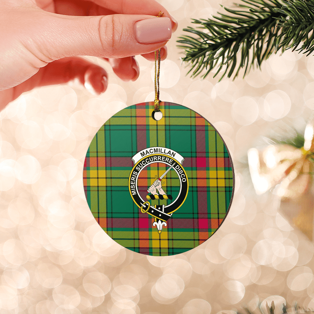 Clan MacMillan Old Ancient Tartan Crest Round Ceramic Ornament GS55 MacMillan Old Ancient Tartan Tartan Christmas   