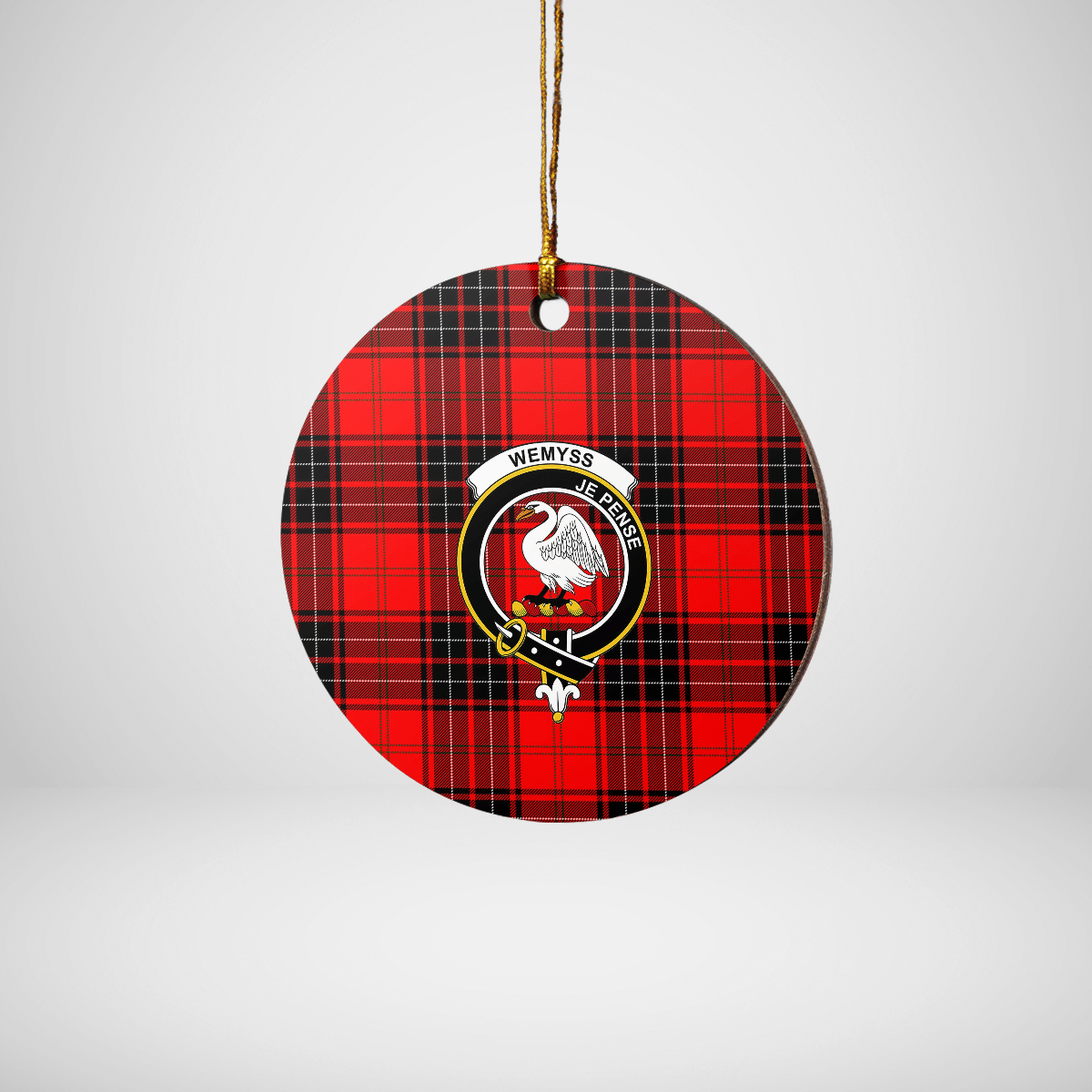Clan Wemyss Modern Tartan Crest Round Ceramic Ornament ZP59 Wemyss Modern Tartan Tartan Christmas   