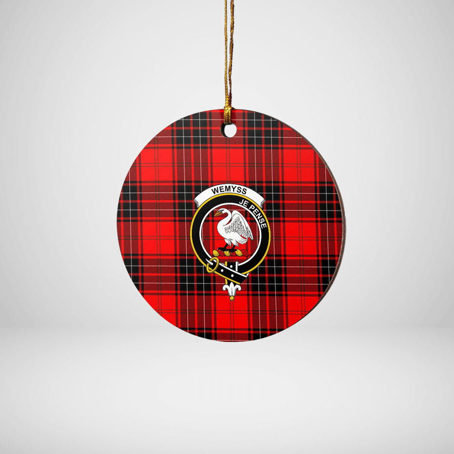 Clan Wemyss Modern Tartan Crest Round Ceramic Ornament ZP59 Wemyss Modern Tartan Tartan Christmas   