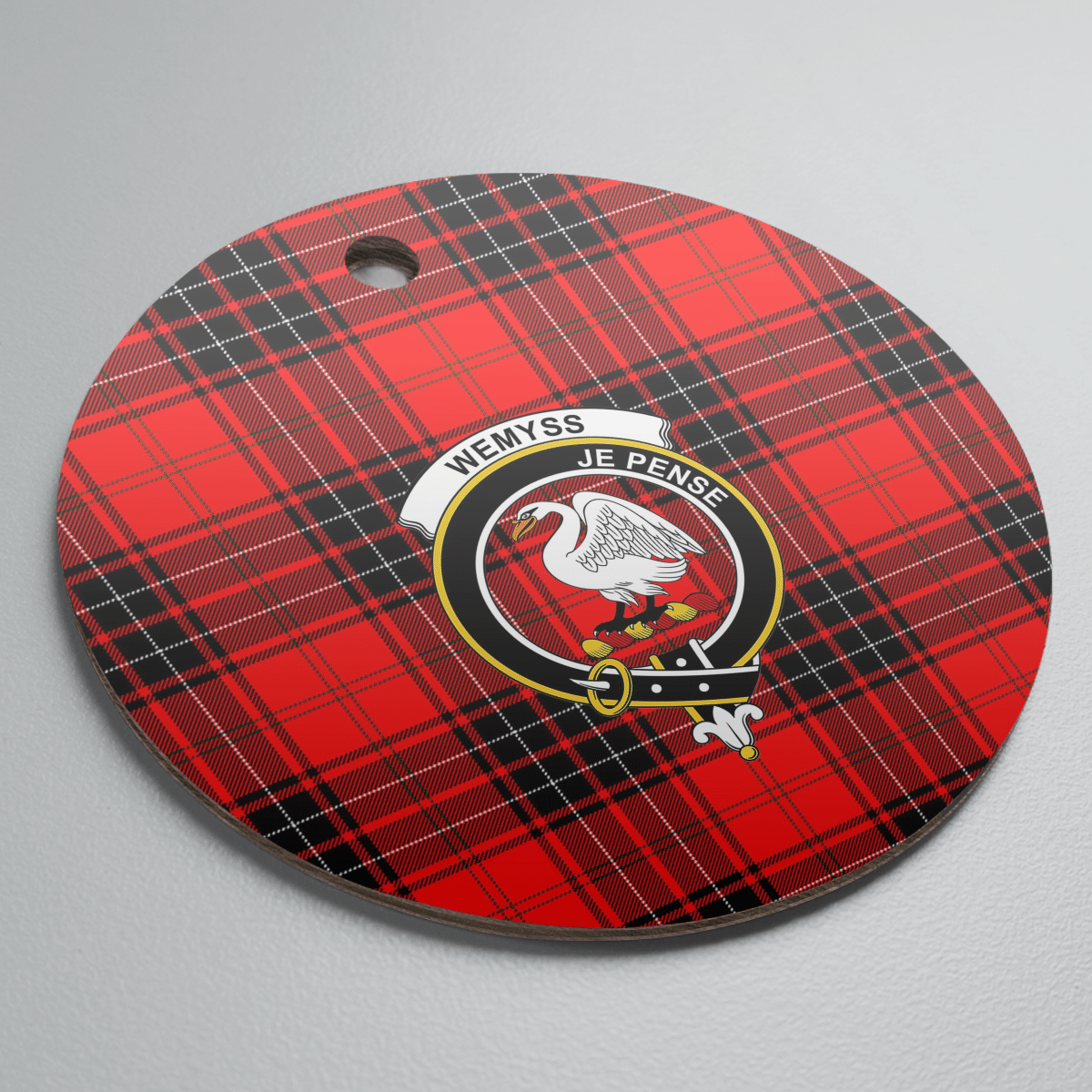 Clan Wemyss Modern Tartan Crest Round Ceramic Ornament ZP59 Wemyss Modern Tartan Tartan Christmas   