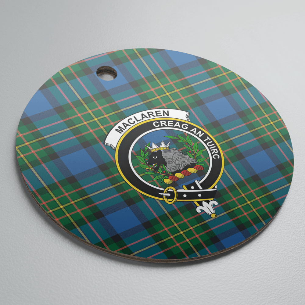 Clan MacLaren Ancient Tartan Crest Round Ceramic Ornament NK50 MacLaren Ancient Tartan Tartan Christmas   