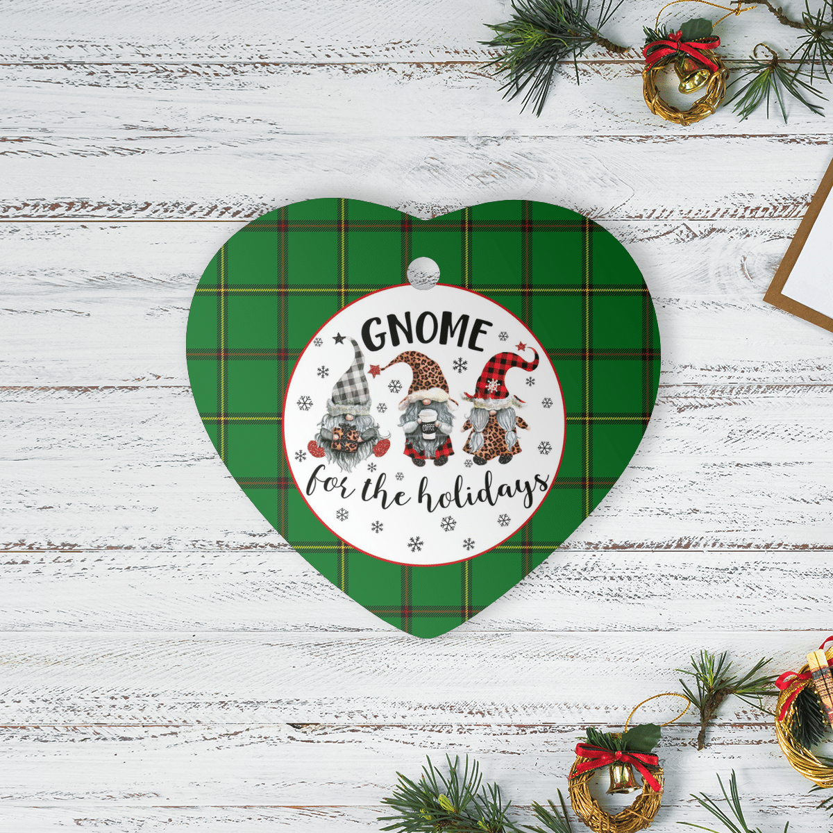 Clan Don (Tribe-of-Mar) Tartan Tartan Crest Gnome Heart Ceramic Ornament NG76 Don (Tribe-of-Mar) Tartan Tartan Christmas   