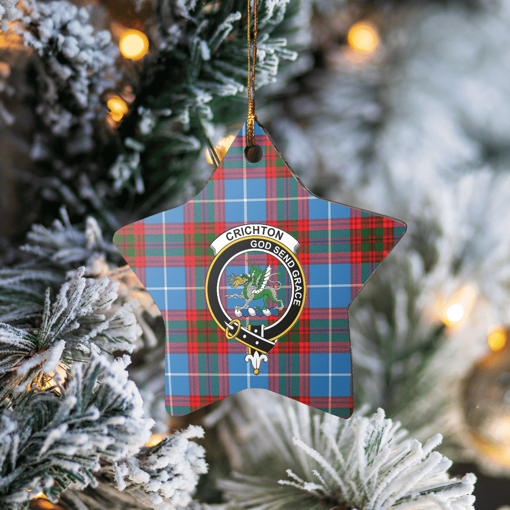 Clan Crichton District Tartan Crest Star Ceramic Ornament ZU20 Crichton District Tartan Tartan Christmas   