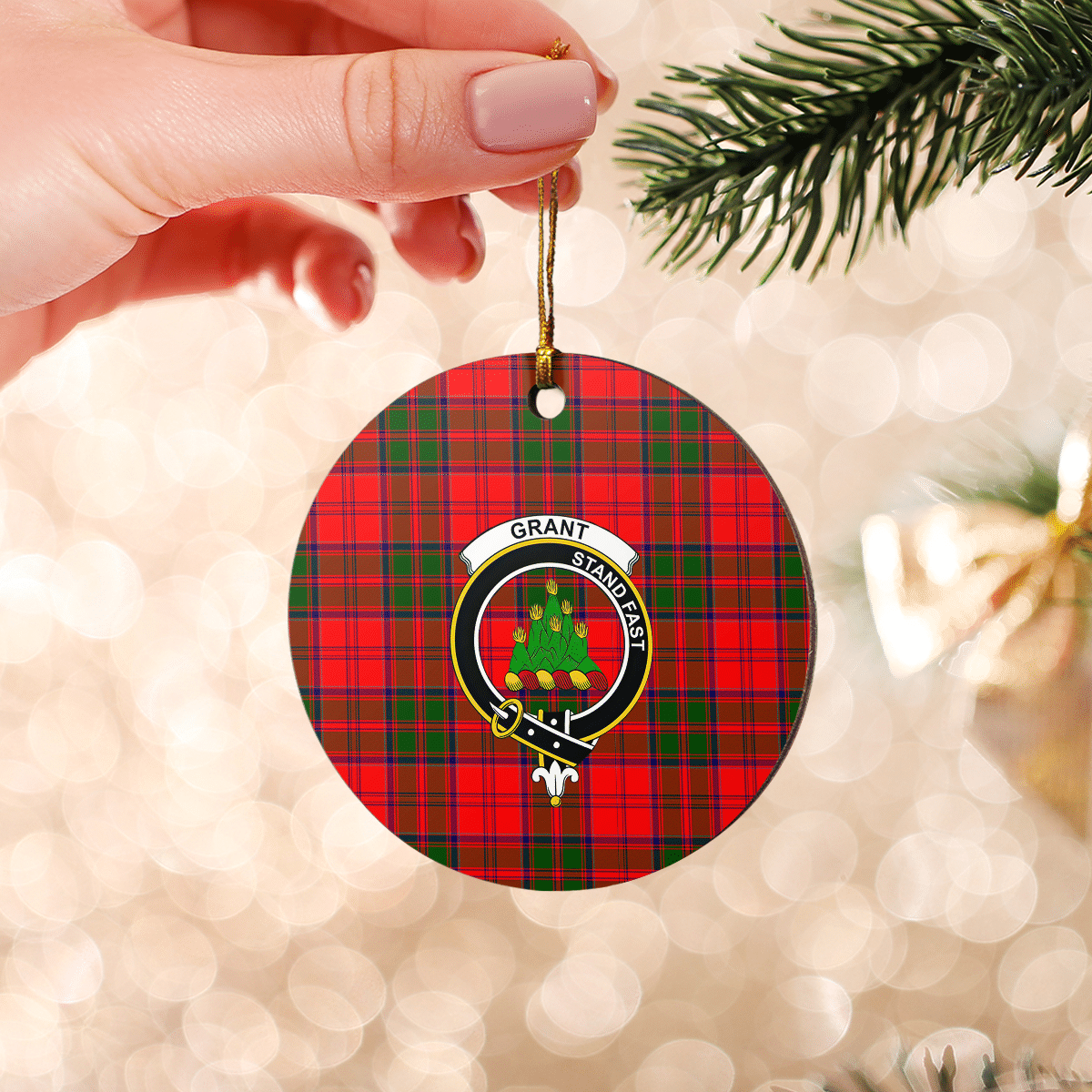 Clan Grant Modern Tartan Crest Round Ceramic Ornament SN54 Grant Modern Tartan Tartan Christmas   