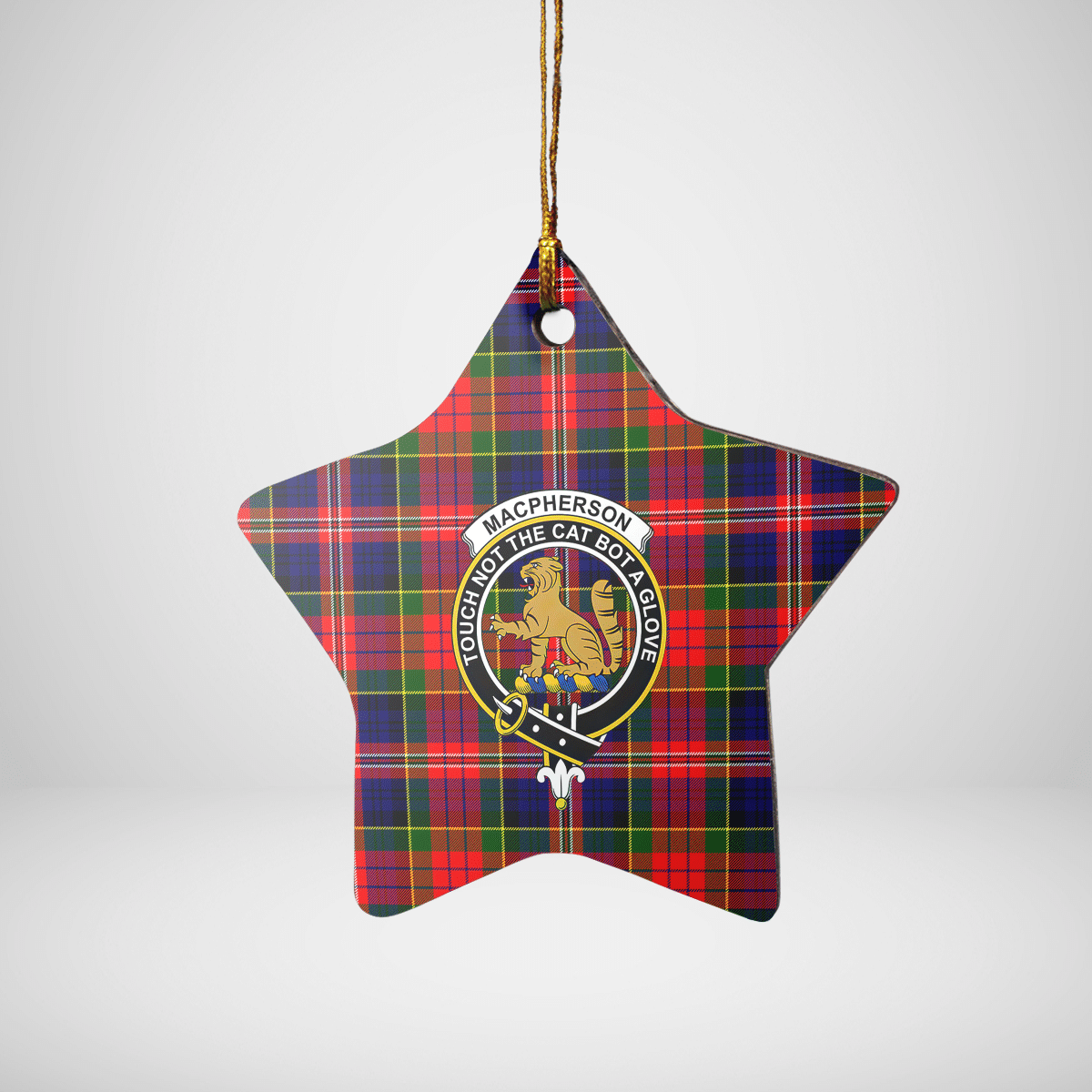 Clan MacPherson Modern Tartan Crest Star Ceramic Ornament VK48 MacPherson Modern Tartan Tartan Christmas   