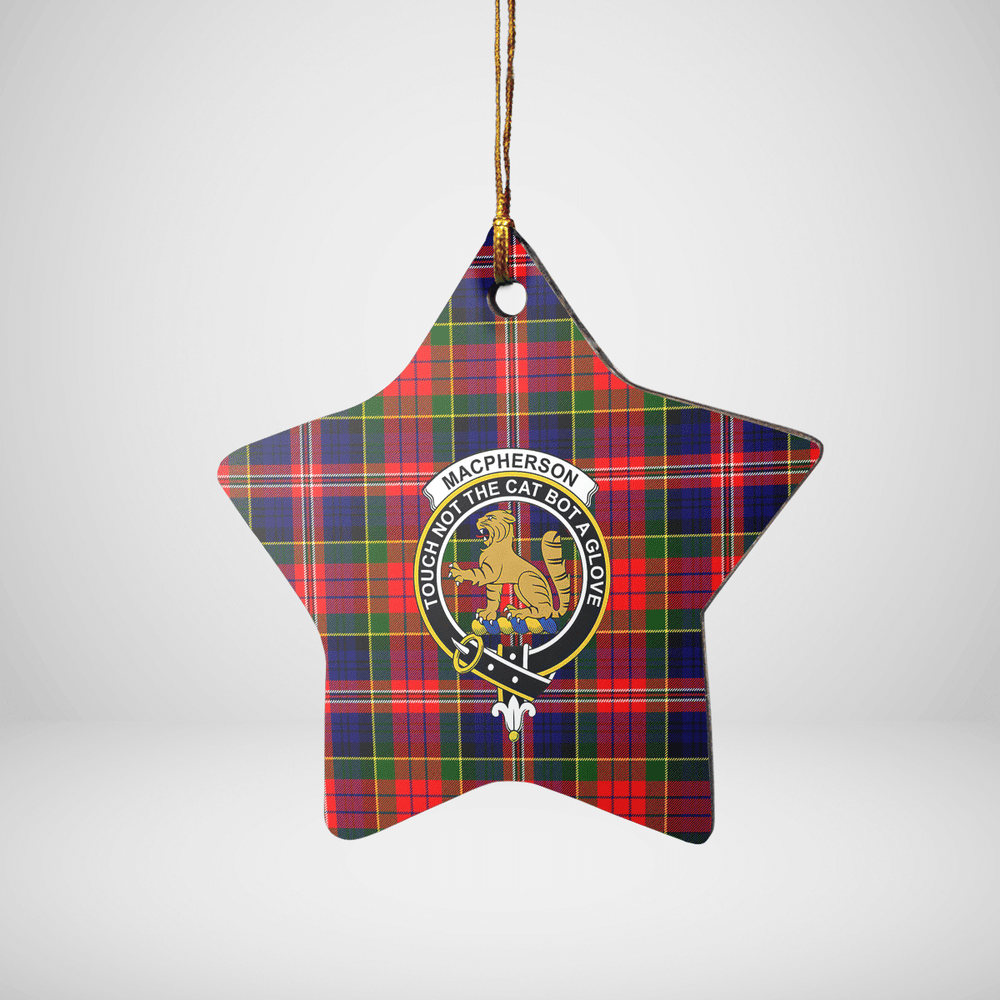 Clan MacPherson Modern Tartan Crest Star Ceramic Ornament VK48 MacPherson Modern Tartan Tartan Christmas   