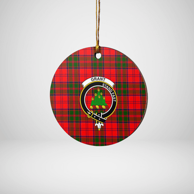 Clan Grant Modern Tartan Crest Round Ceramic Ornament SN54