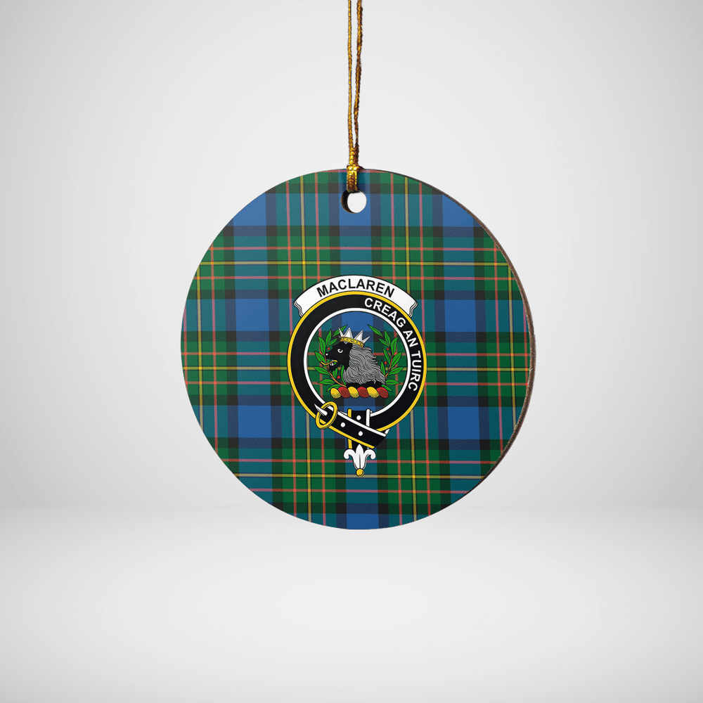 Clan MacLaren Ancient Tartan Crest Round Ceramic Ornament NK50 MacLaren Ancient Tartan Tartan Christmas   
