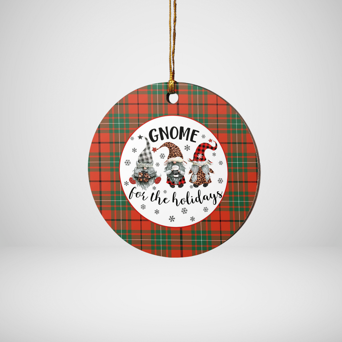 Clan MacAulay Ancient Tartan Tartan Crest Gnome Round Ceramic Ornament BI87 MacAulay Ancient Tartan Tartan Christmas   