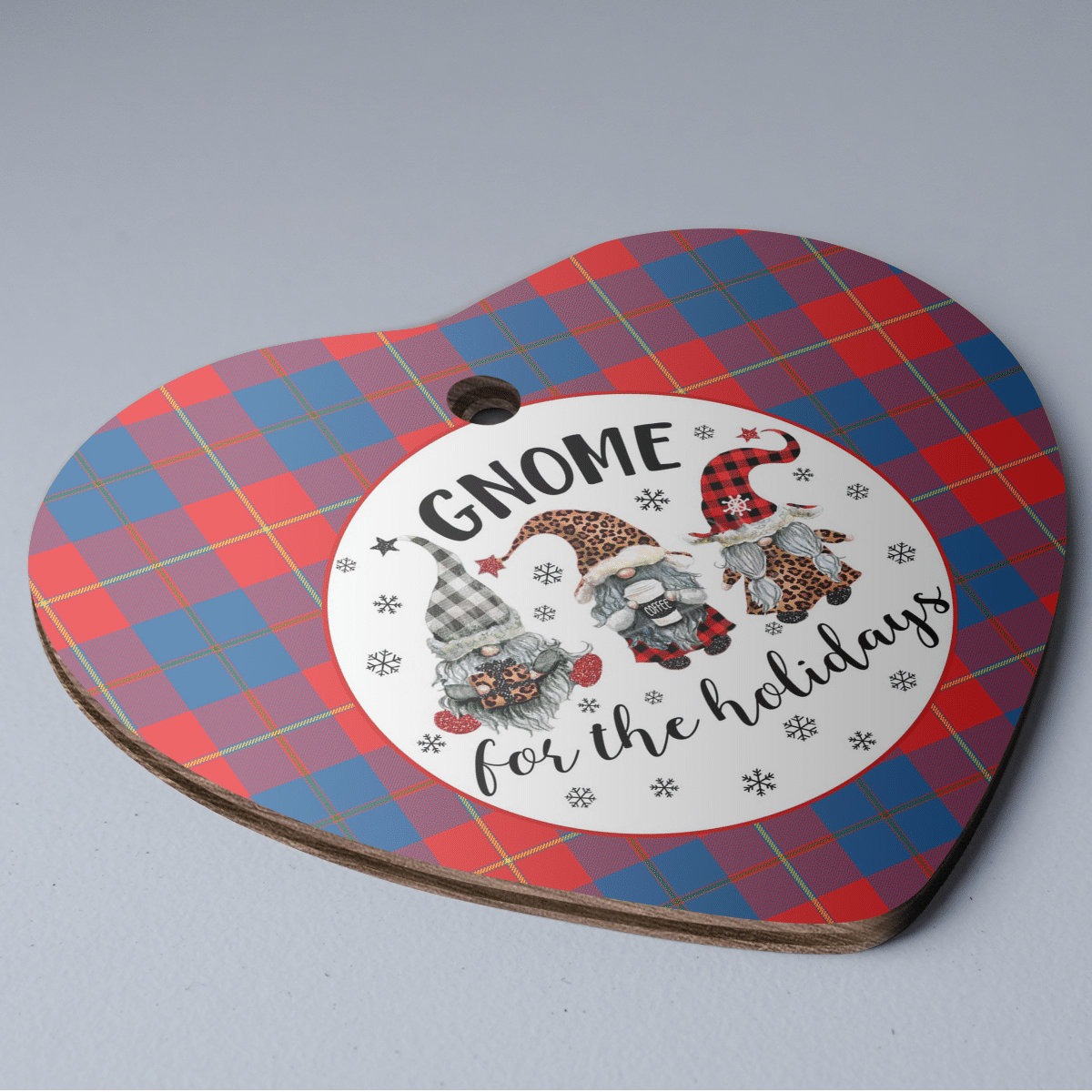Clan Galloway Red Tartan Tartan Crest Gnome Heart Ceramic Ornament BM48 Galloway Red Tartan Tartan Christmas   