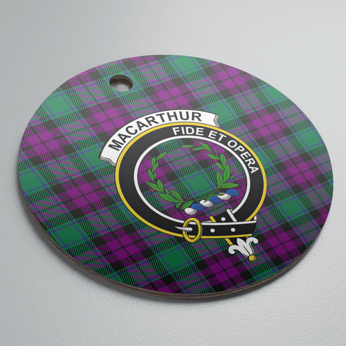 Clan MacArthur – Milton Tartan Crest Round Ceramic Ornament DY65 MacArthur – Milton Tartan Tartan Christmas   